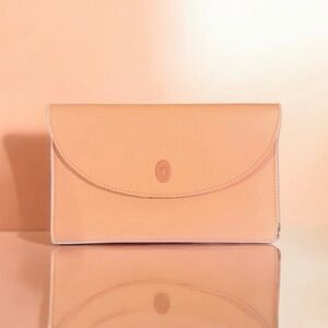 🆕💞AUrate Jewelry Travel Pouch Vegan Leather Peach Color Gold-Tone Hardware NWOT